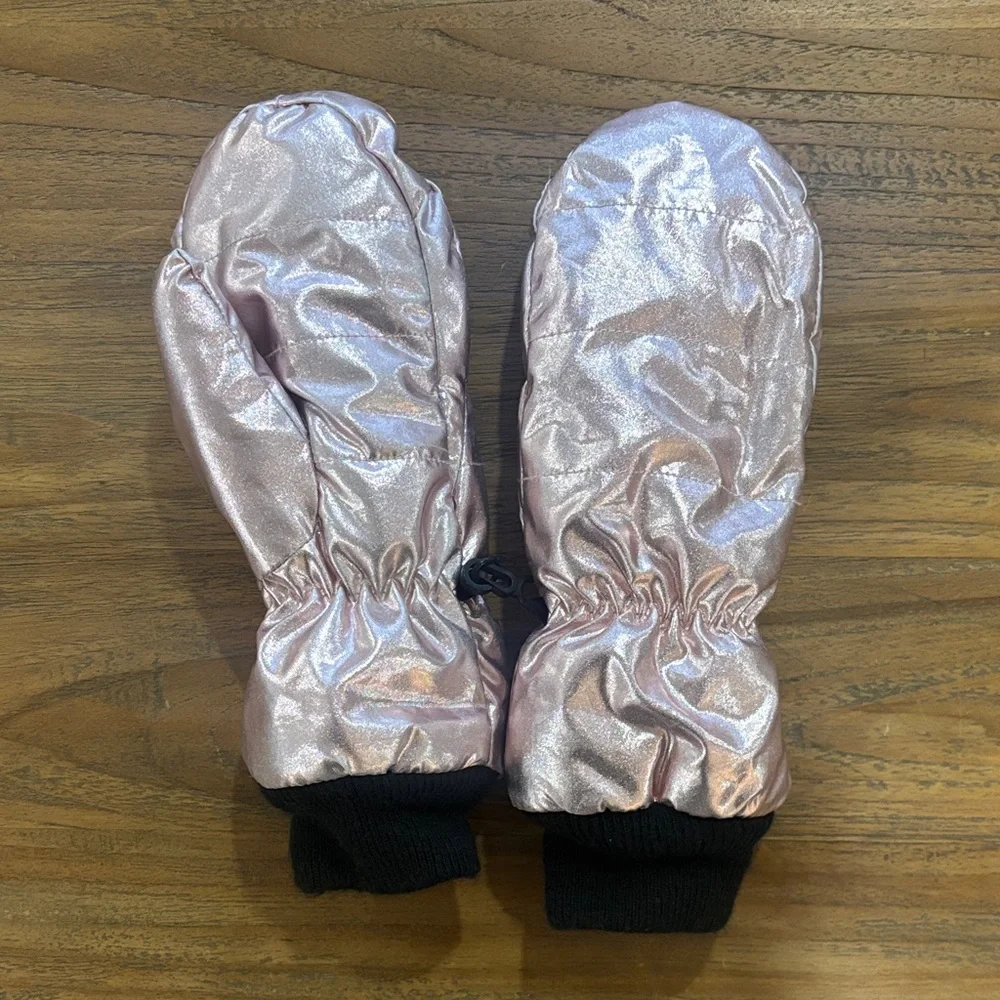 BOGO DEAL Girls Metallic Pink Mittens